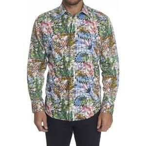 Robert Graham XL Palm Leave Floral Embroidery Long Sleeve Shirt  NWT $248
